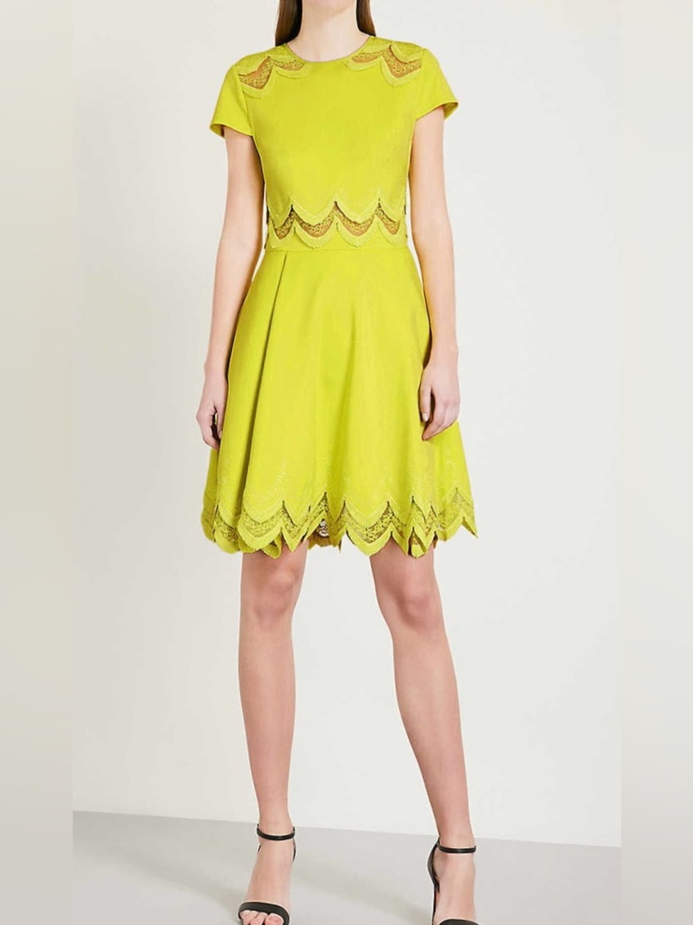 Ted baker Scalloped Lace Trim Fit-and-Flare Dress